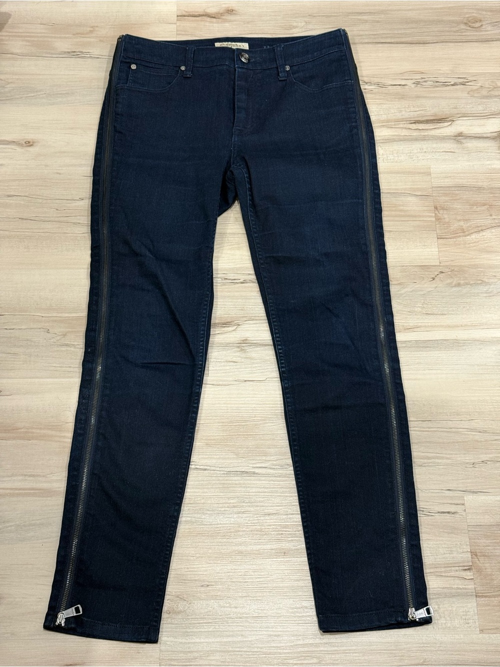 Burberry Navy Skinny Jeans with Side Zippers